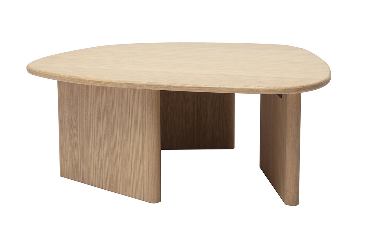 Table basse forme organique en bois clair ch�ne L85 cm ONDINE
