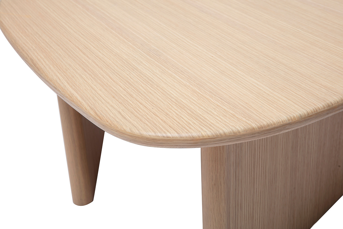 Table basse forme organique en bois clair ch�ne L85 cm ONDINE