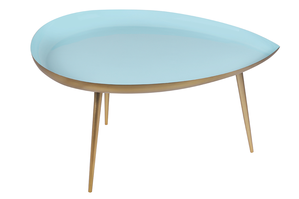 Table basse goutte en acier laqu� bleu clair L80 cm DROP