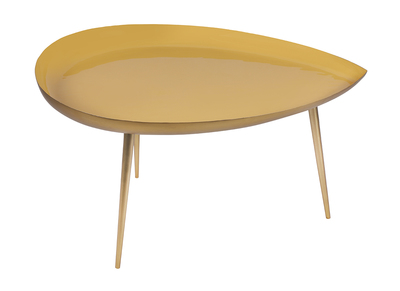 Table basse goutte en acier laqu&eacute; jaune L80 cm DROP