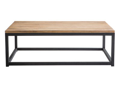 Table basse industrielle bois m&eacute;tal rectangulaire FACTORY