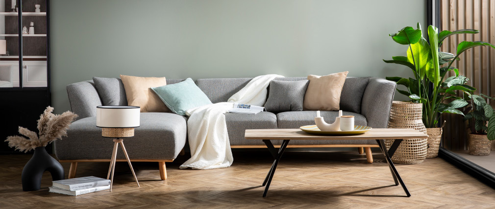 Table basse industrielle effet ch�ne et m�tal L120 cm HYGGE