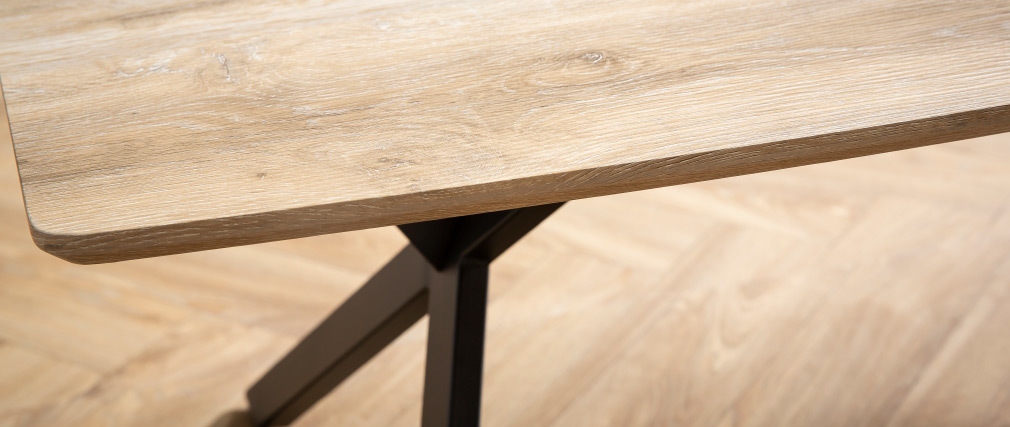 Table basse industrielle effet ch�ne et m�tal L120 cm HYGGE