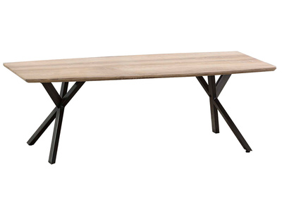 Table basse industrielle effet ch&ecirc;ne et m&eacute;tal L120 cm HYGGE