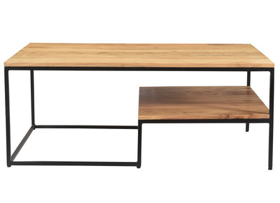Table basse industrielle en acacia massif et m&eacute;tal YONA