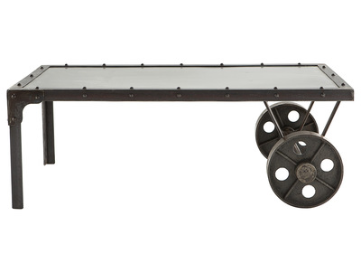 Table basse industrielle m&eacute;tal CHARIOT