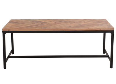Table basse moderne en acacia massif et m&eacute;tal noir STICK