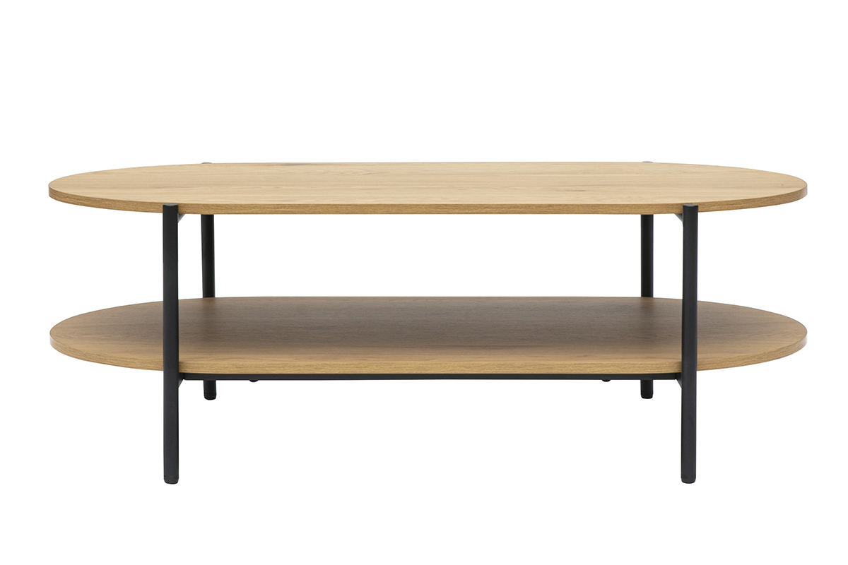 Table basse ovale finition bois clair chne et mtal L115 cm BRUNA