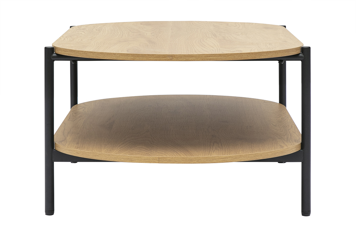 Table basse ovale finition bois clair chne et mtal L115 cm BRUNA