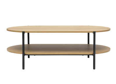 Table basse ovale finition bois clair chêne et métal L115 cm BRUNA
