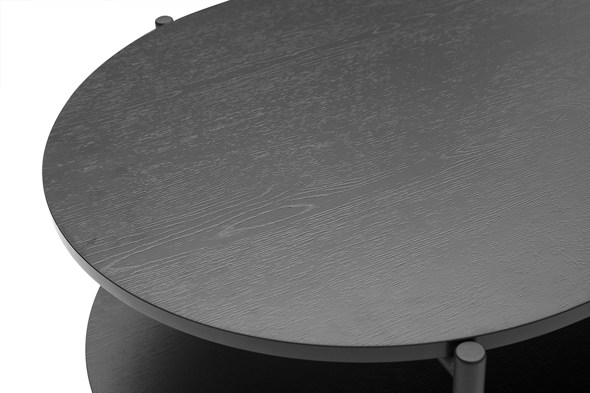 Table basse ovale finition bois noir et mtal L115 cm BRUNA