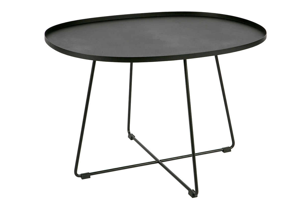 Table basse ovale m�tal noir JUBEZ