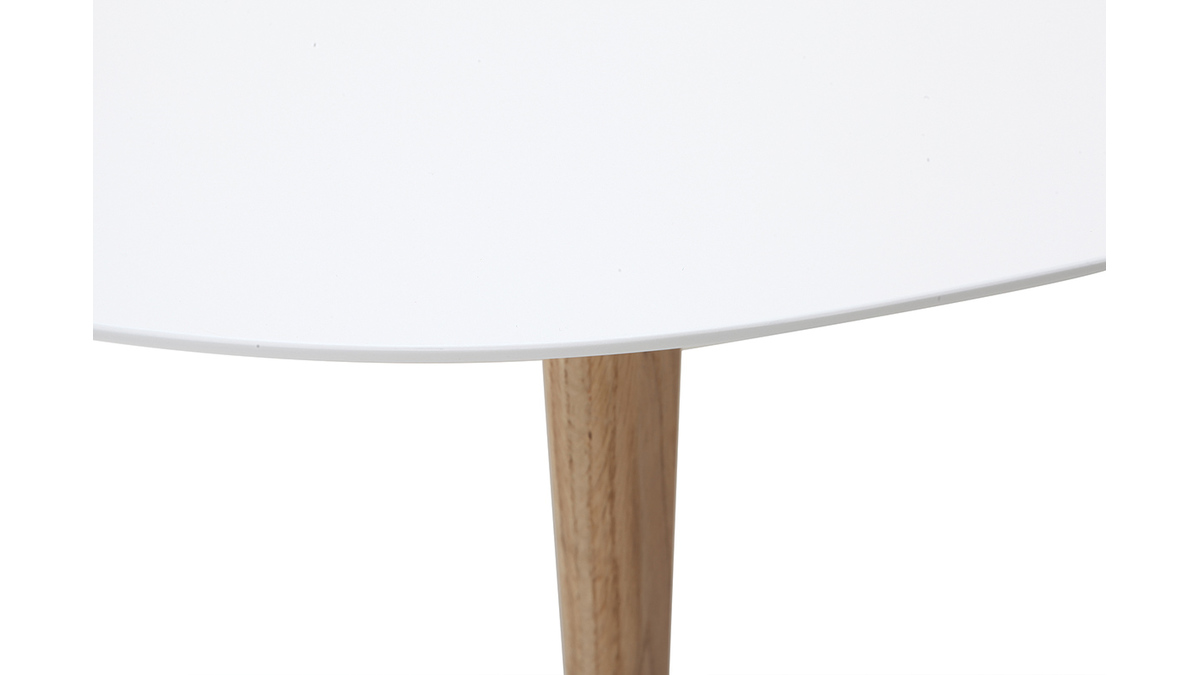 Table basse ovale scandinave blanc et bois clair chne L120 cm EKKA