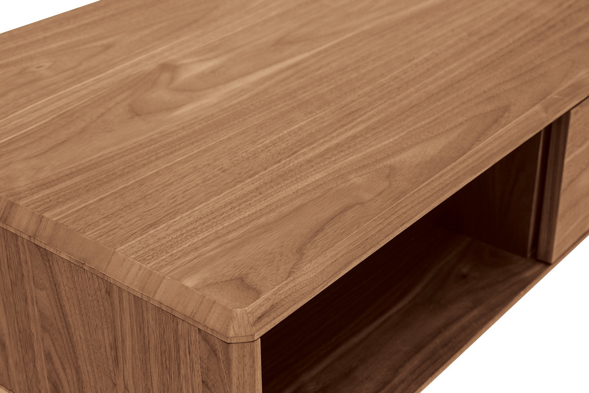 Table basse rectangulaire avec rangements 2 tiroirs bois fonc� noyer L100 cm SUVA
