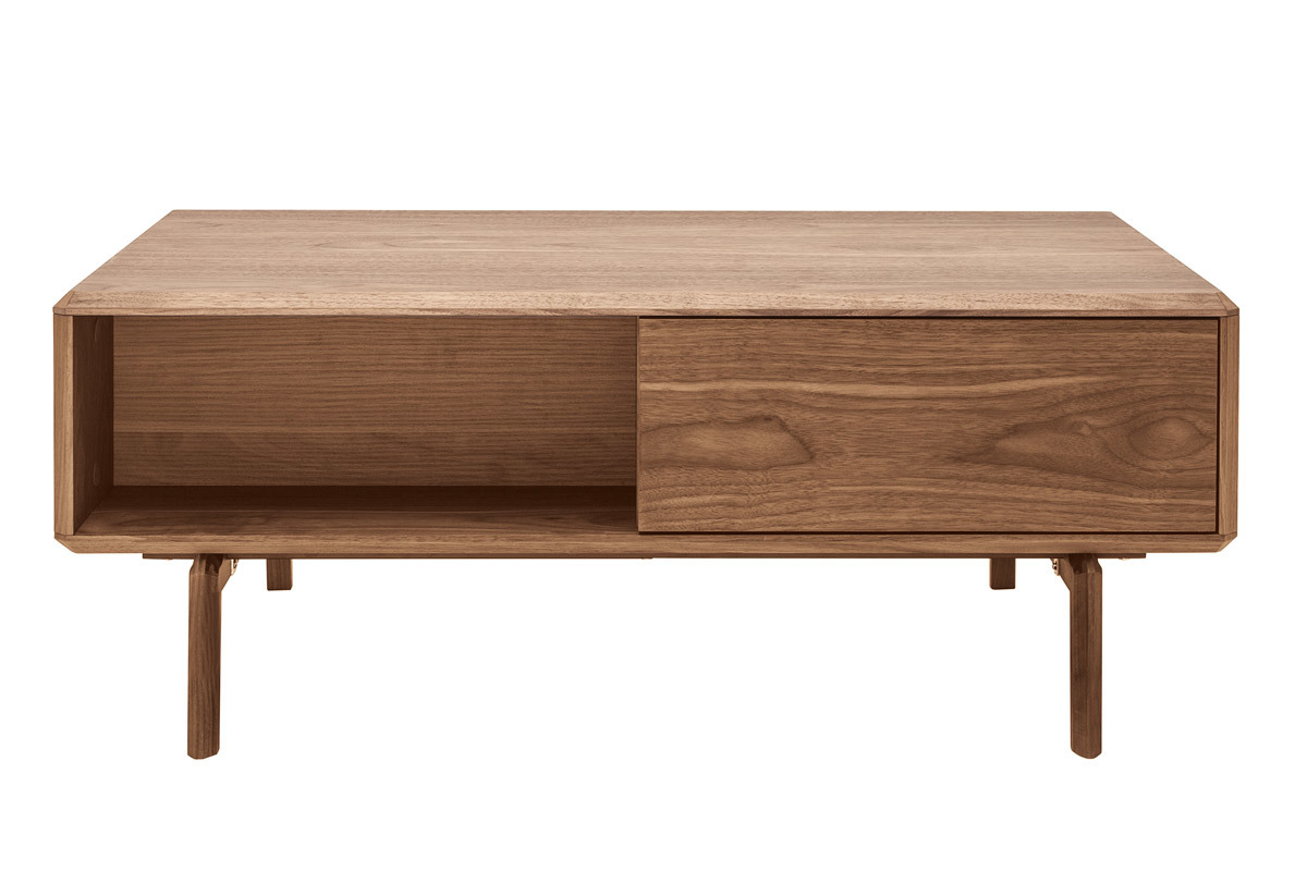 Table basse rectangulaire avec rangements bois foncé noyer L100 cm SUVA