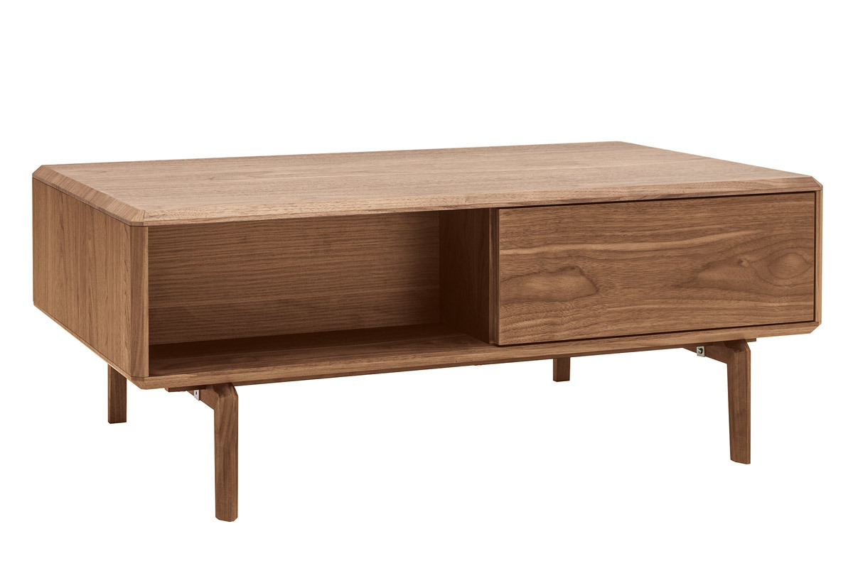 Table basse rectangulaire avec rangements bois foncé noyer L100 cm SUVA