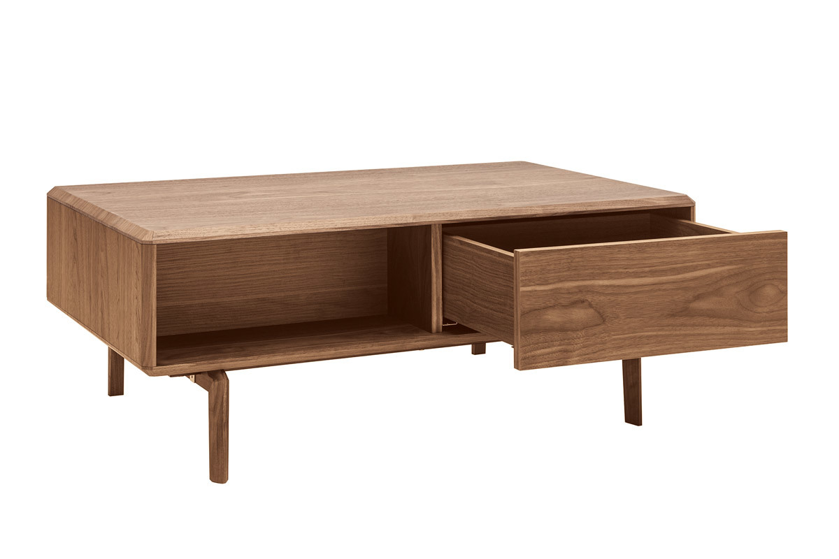 Table basse rectangulaire avec rangements bois foncé noyer L100 cm SUVA