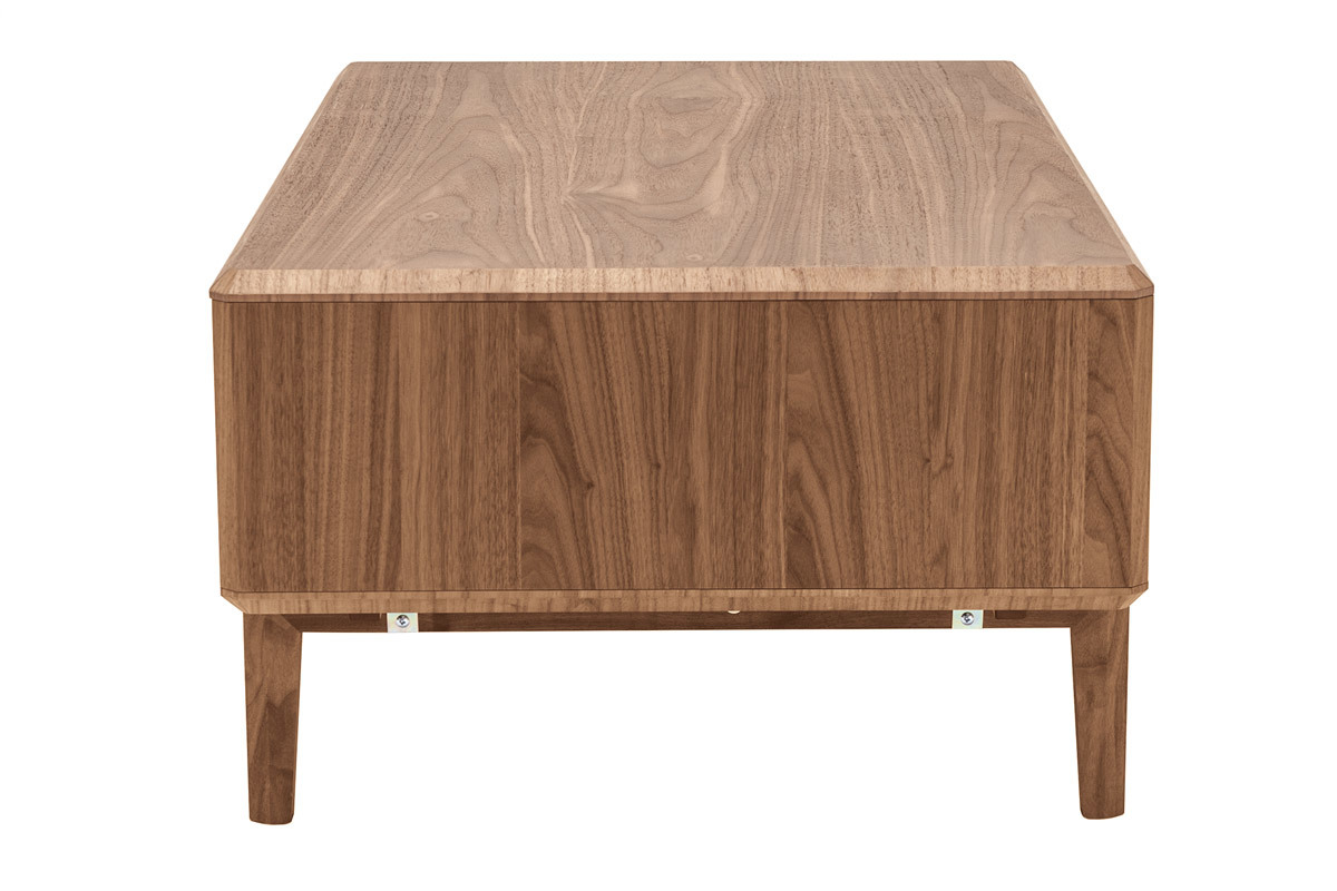 Table basse rectangulaire avec rangements bois foncé noyer L100 cm SUVA