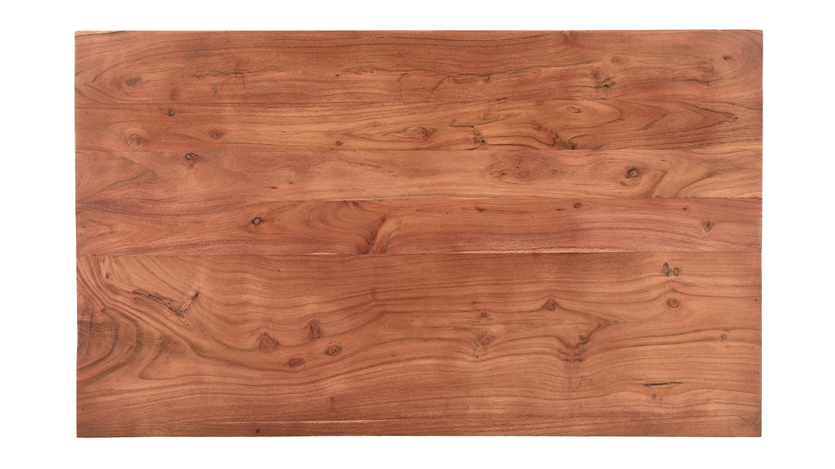Table basse rectangulaire avec rangements en bois massif L100 cm BOHEMIAN