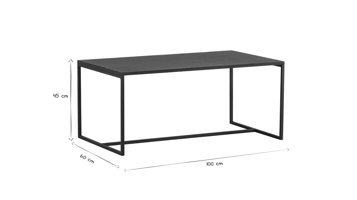 Table basse rectangulaire design métal noir L100 cm KARL