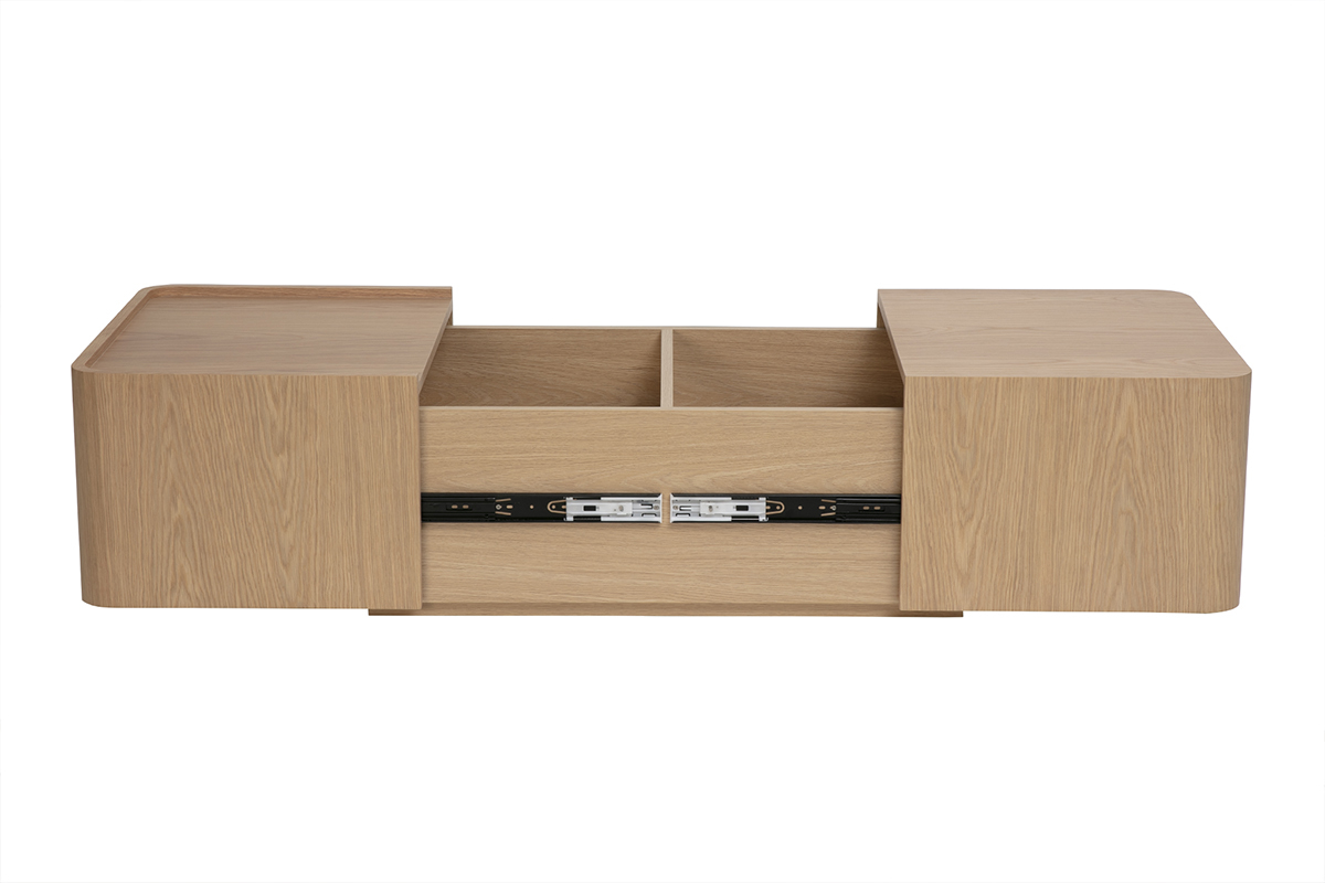 Table basse rectangulaire en bois clair ch�ne avec rangement L100 cm BELLY