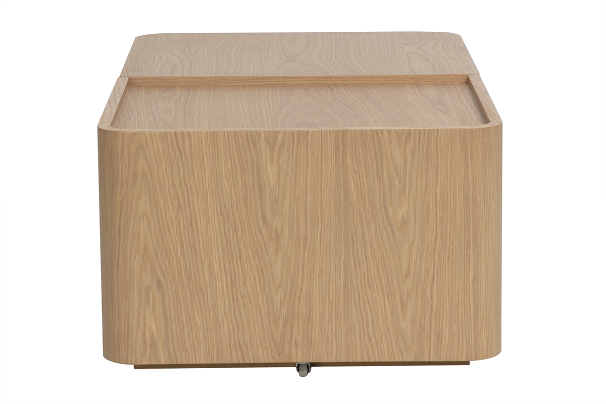 Table basse rectangulaire en bois clair ch�ne avec rangement L100 cm BELLY