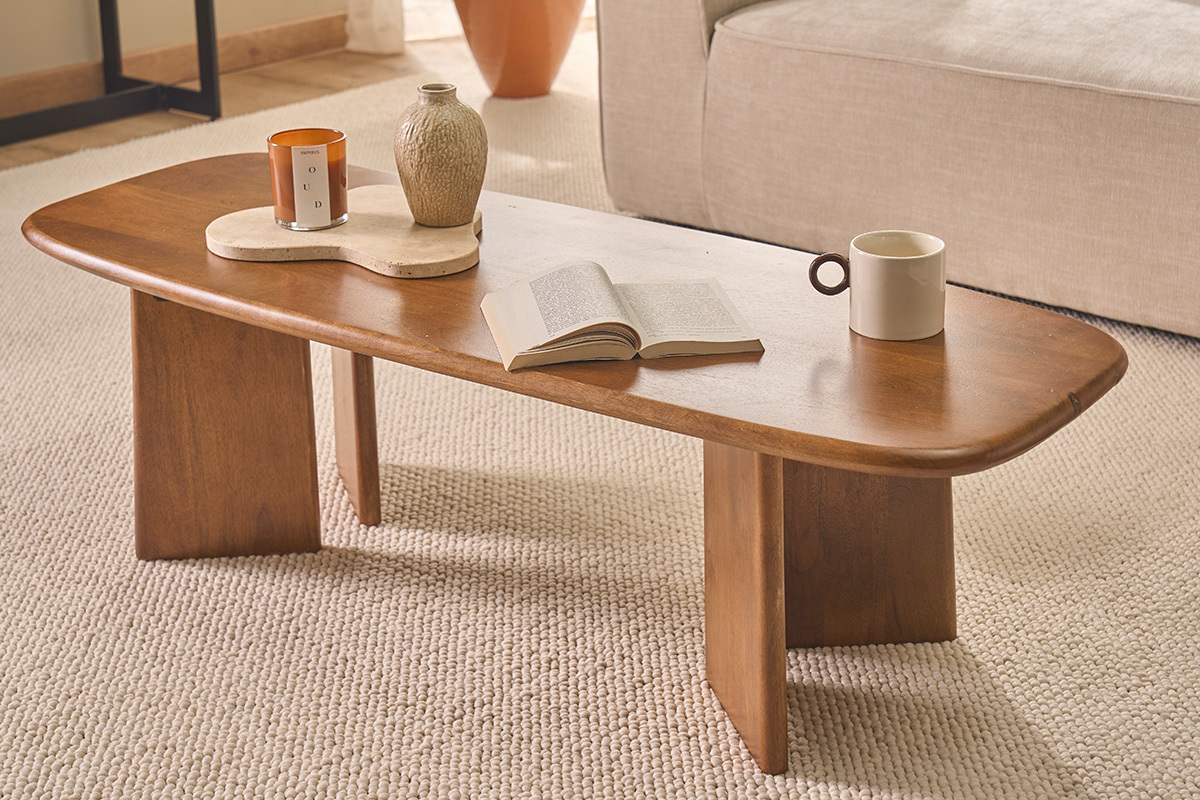 Table basse rectangulaire en bois manguier massif teint� L120 cm SOTA