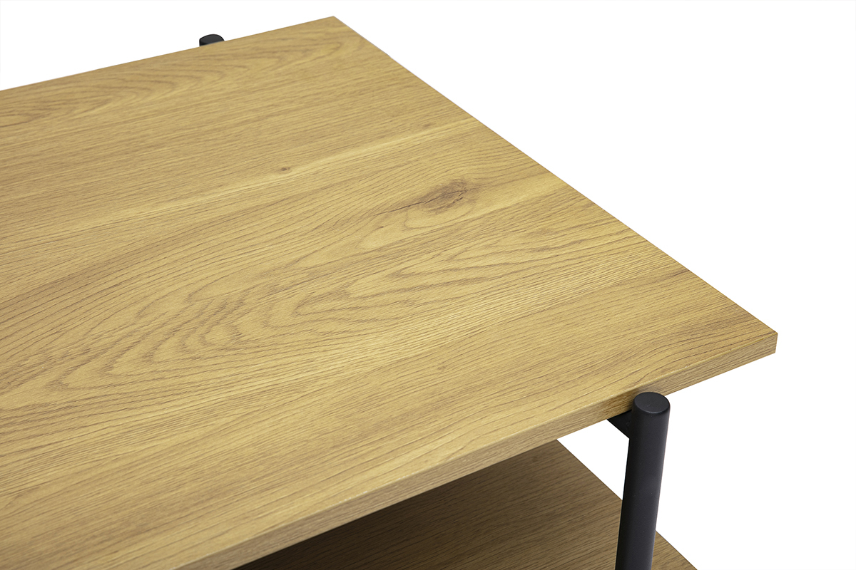 Table basse rectangulaire finition bois clair ch�ne et m�tal noir L80 cm PIPPA