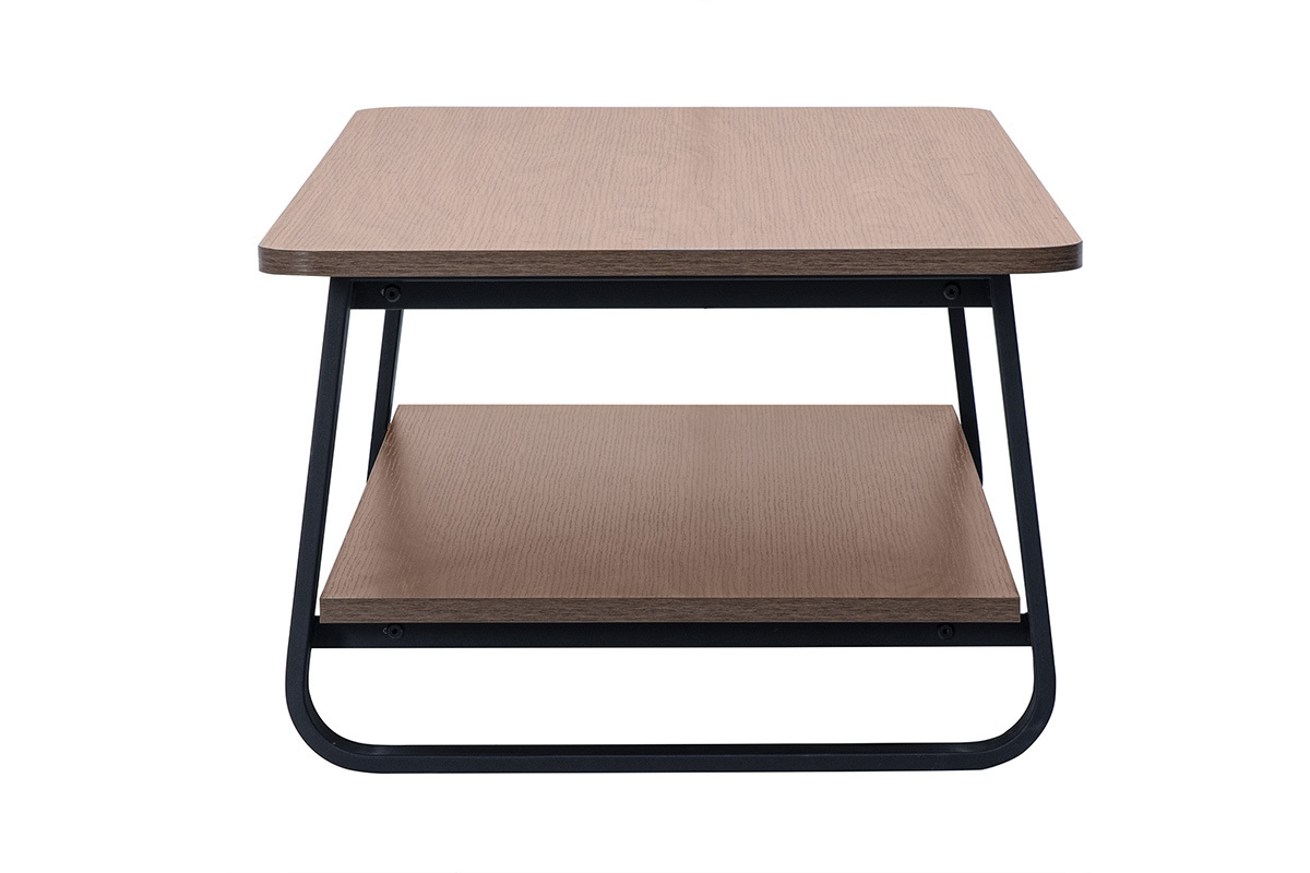 Table basse rectangulaire finition bois noyer et m�tal L120 cm MICHA