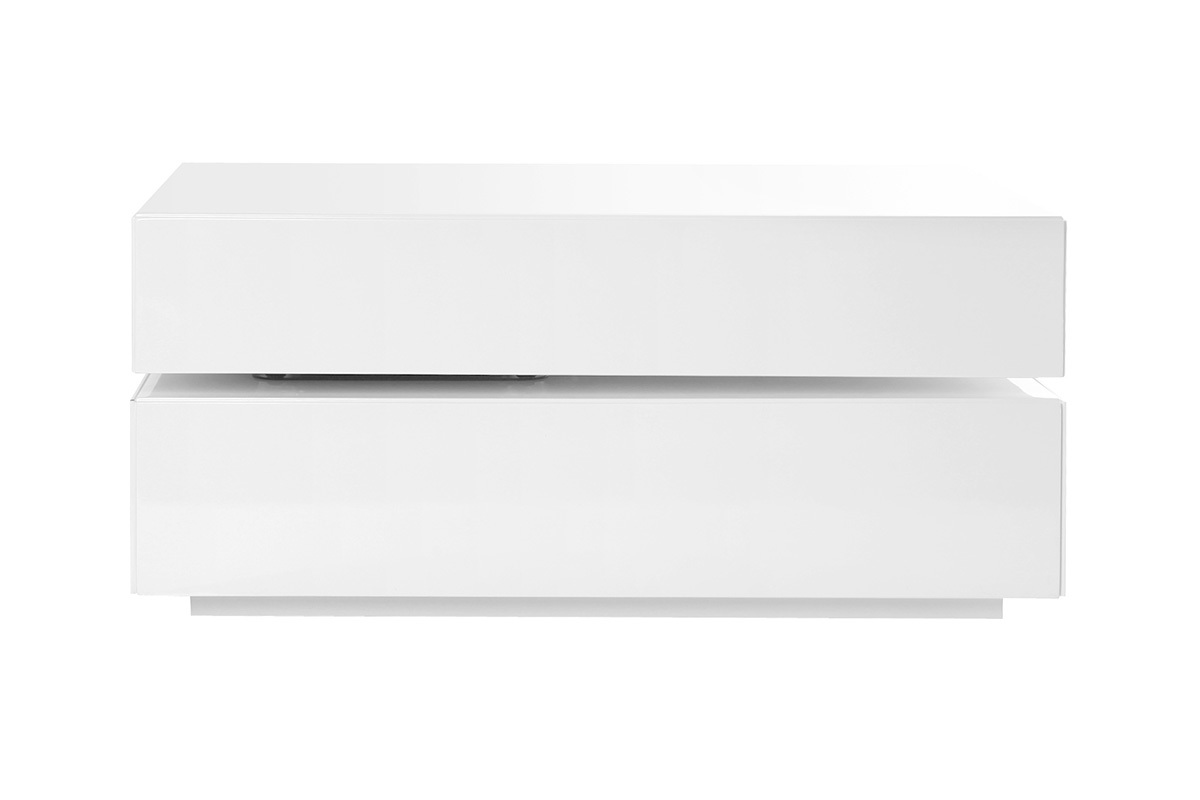 Table basse rectangulaire pivotante 4 tiroirs blanche ELEA