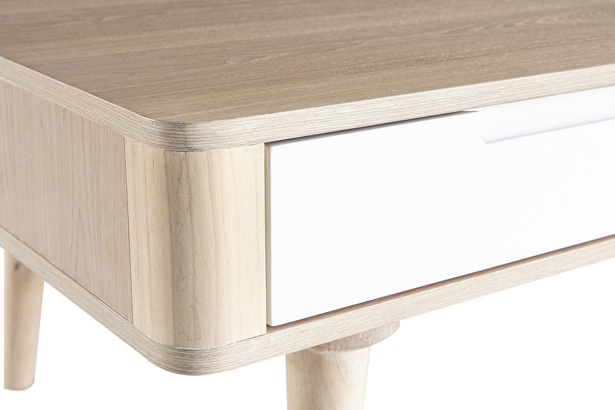 Table basse rectangulaire scandinave bois clair et blanc L120 cm GOTLAND