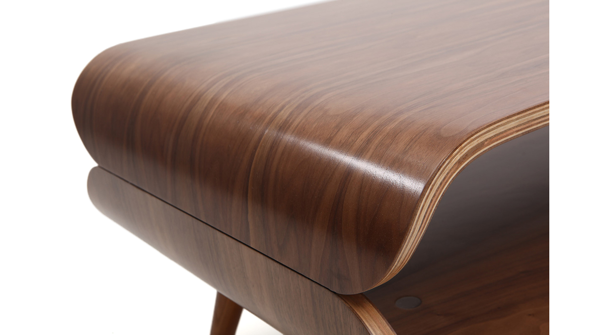 Table basse rectangulaire vintage bois foncé noyer L100 cm TAKLA