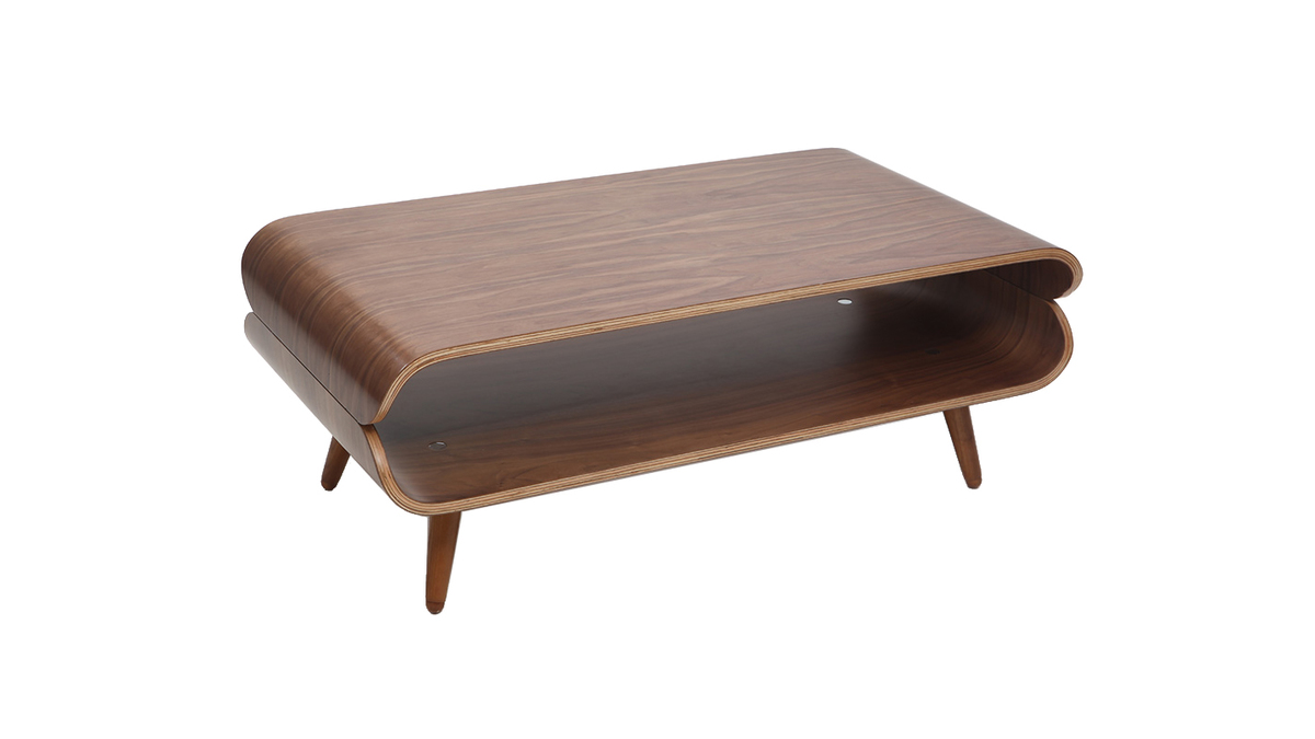 Table basse rectangulaire vintage bois foncé noyer L100 cm TAKLA