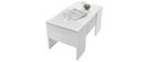 Table basse relevable design blanc laqu&eacute; brillant L92 cm COMO
