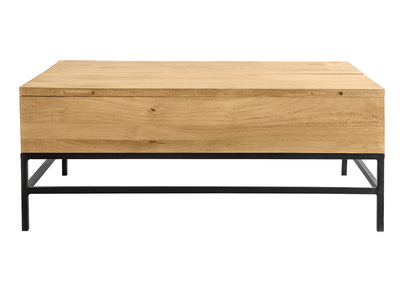 Table basse relevable industrielle bois manguier massif et métal noir L110 cm YPSTER