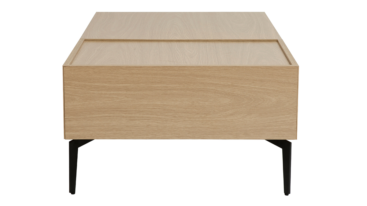 Table basse relevable rectangulaire bois clair finition chne et mtal noir L103 cm SEDA