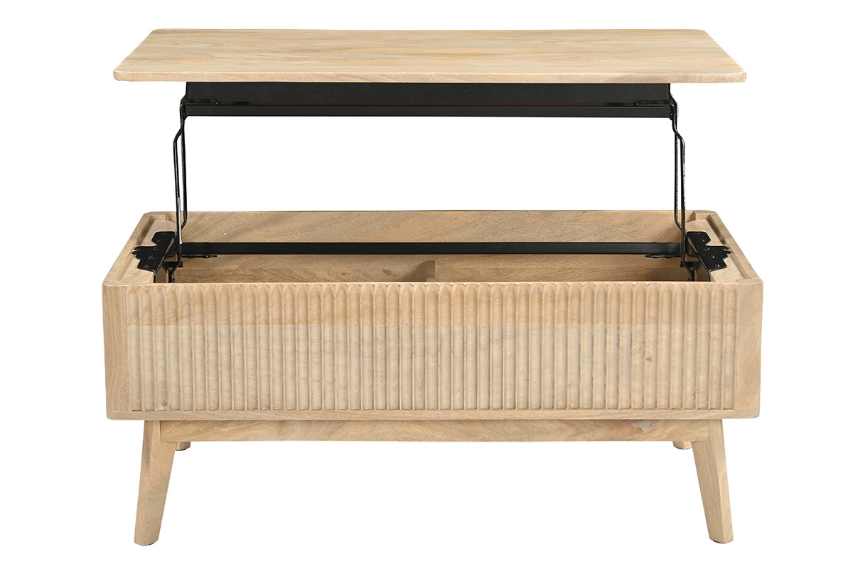Table basse relevable rectangulaire bois clair manguier massif L100 cm ALDA