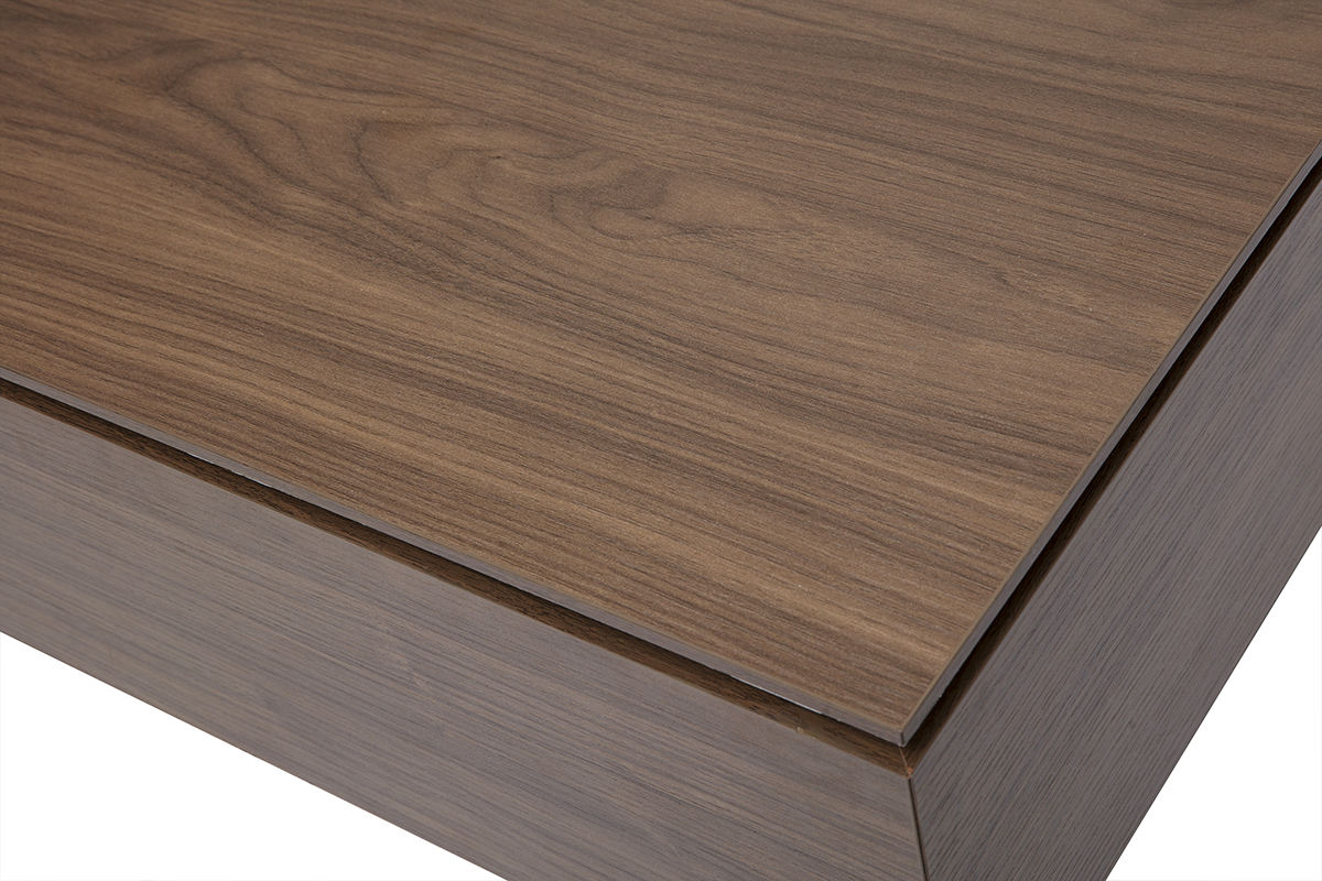 Table basse relevable rectangulaire bois fonc finition noyer et mtal noir L103 cm SEDA