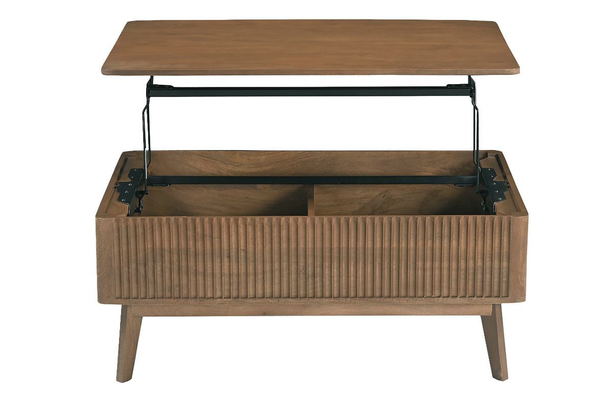 Table basse relevable rectangulaire bois fonc� manguier massif L100 cm ALDA