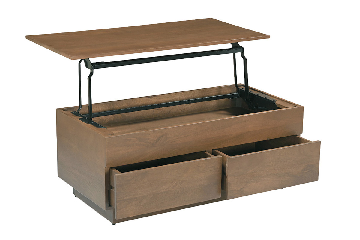 Table basse relevable rectangulaire bois fonc� manguier massif L102 cm NEXO