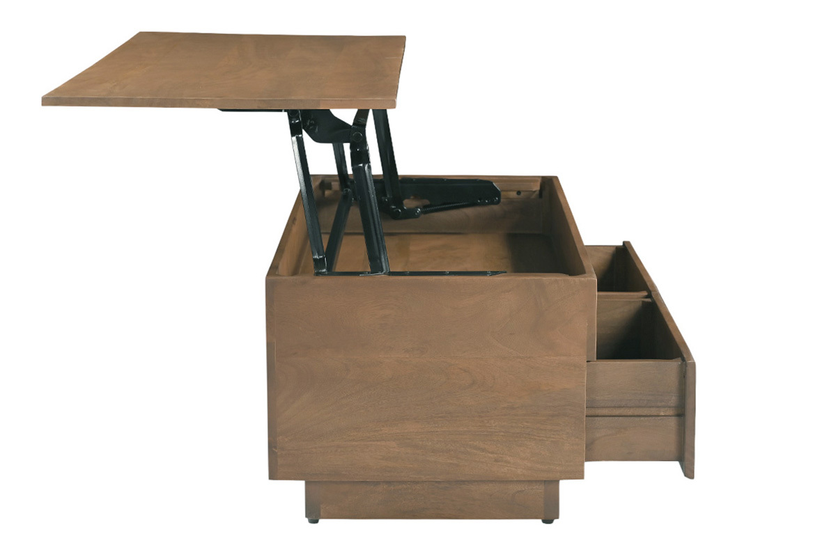 Table basse relevable rectangulaire bois fonc� manguier massif L102 cm NEXO