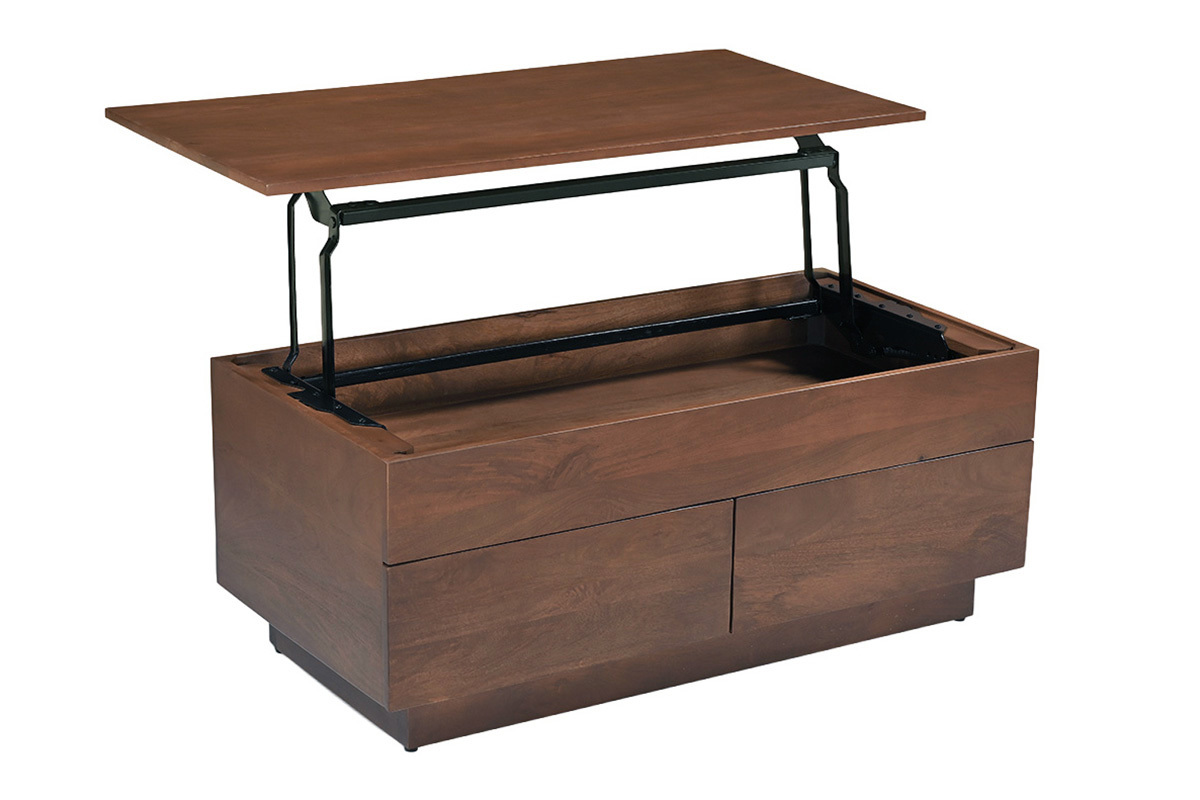 Table basse relevable rectangulaire bois fonc� manguier massif L102 cm NEXO