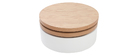 Table basse ronde avec plateaux pivotants et rangement blanc et bois ICON