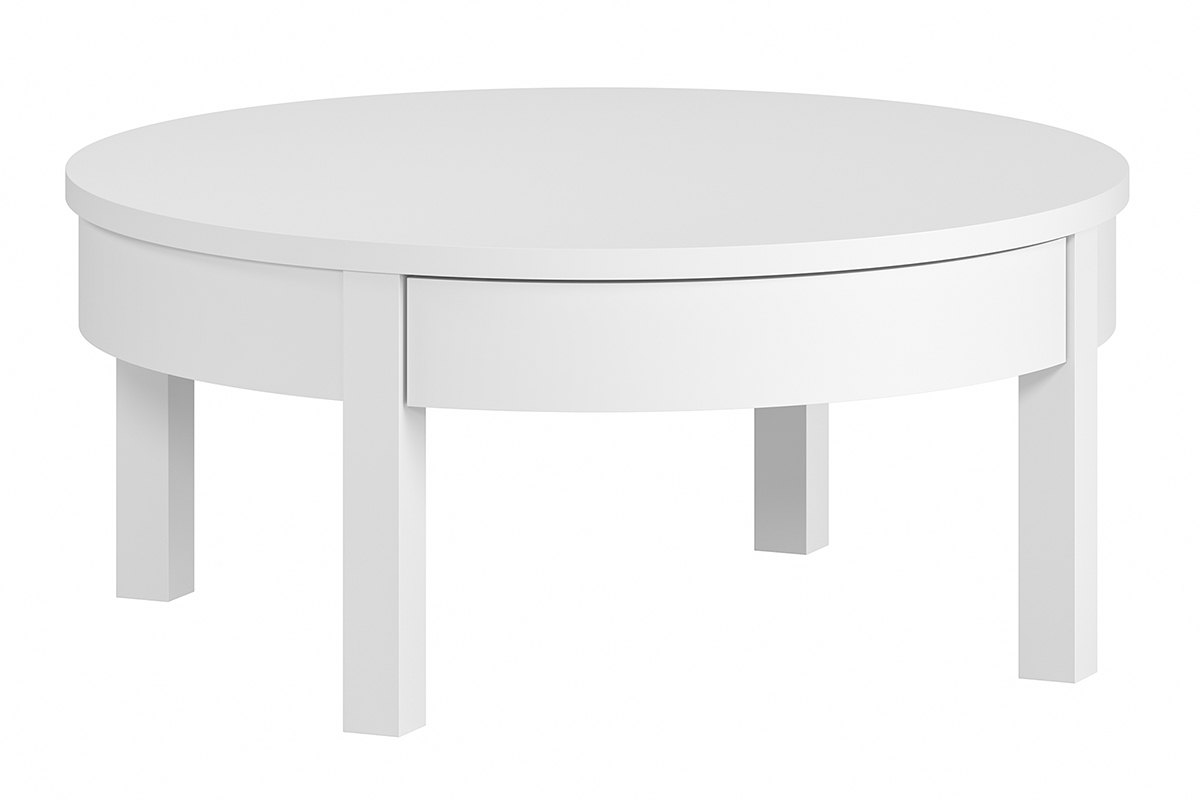Table basse ronde avec tiroir blanche D80 cm EOLE