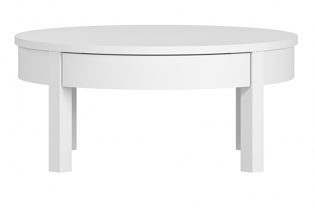 Table basse ronde avec tiroir blanche D80 cm EOLE