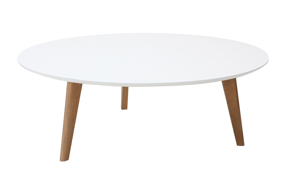 Table basse ronde blanche L100 cm EKKA