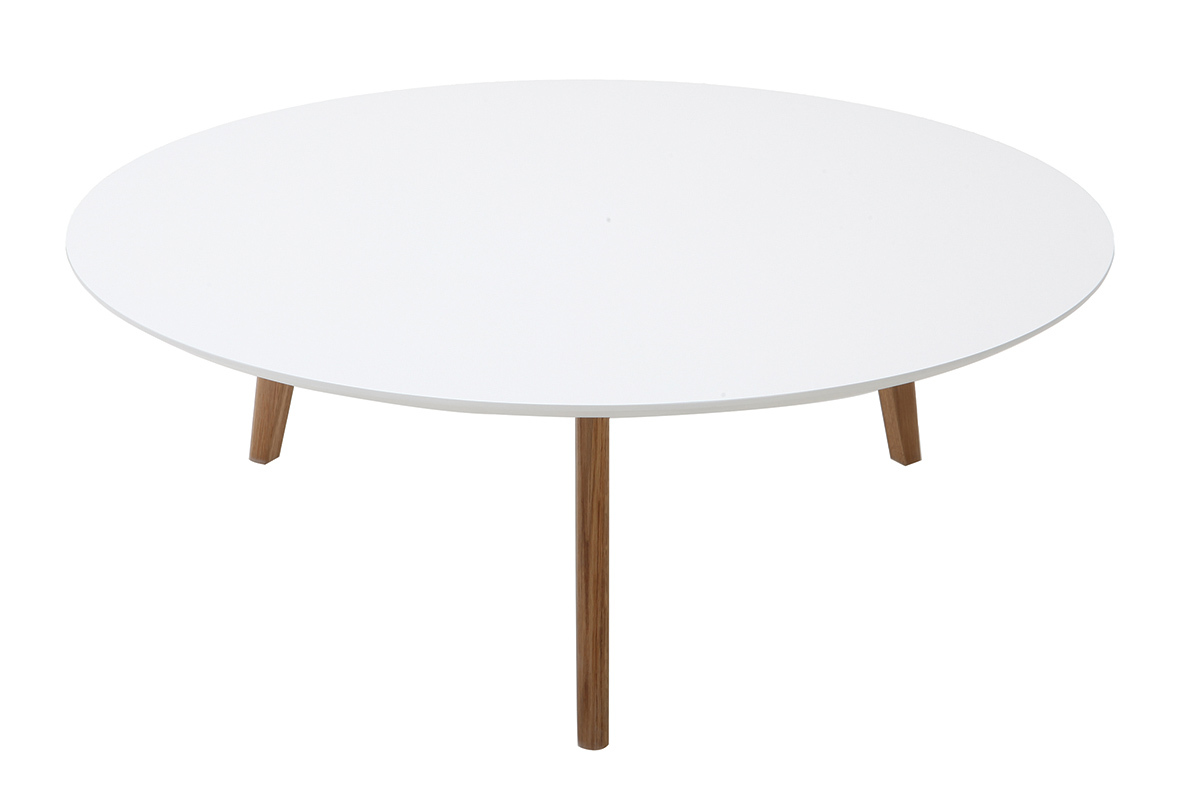 Table basse ronde blanche L100 cm EKKA