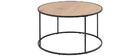 Table basse ronde bois et m&eacute;tal noir D80 cm TRESCA
