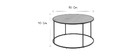 Table basse ronde bois et m&eacute;tal noir D80 cm TRESCA