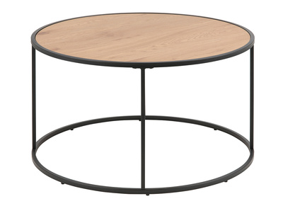 Table basse ronde bois et m&eacute;tal noir D80 cm TRESCA